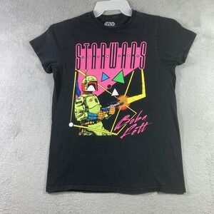 Star Wars Shirt Adult Small Black Boba Fett Colorful Graphic Tee Bounty Hunter